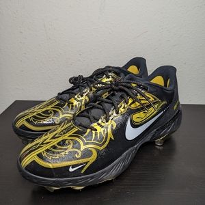 Size 12.5 - Nike Alpha Huarache Elite 3 Low Premium Black Metallic Vivid Gold